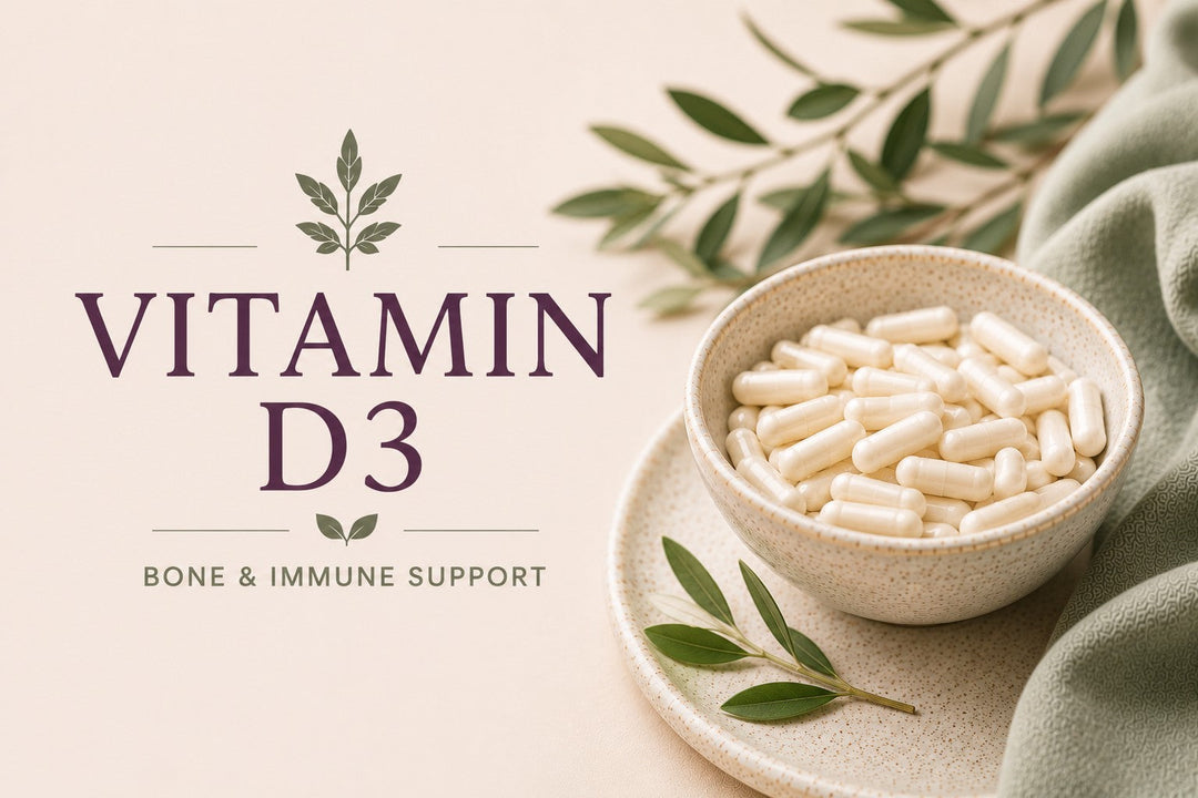 Vitamin D3 supplement capsules supporting bone density and immune health
