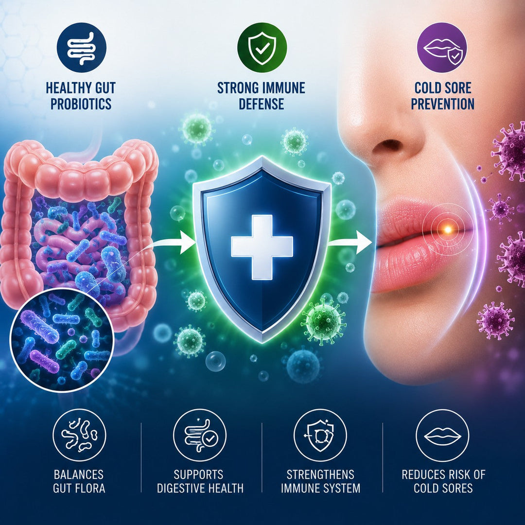 Probiotics supporting gut health and immune defense for cold sore prevention