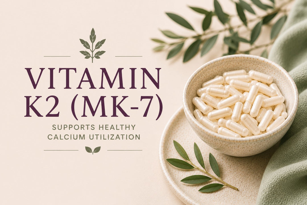 Vitamin K2 MK-7 supplement capsules supporting calcium and bone health