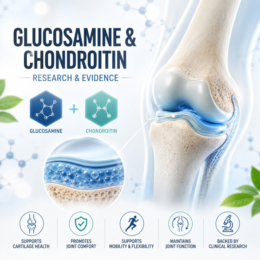 Glucosamine and chondroitin supplement research and evidence for joint health
