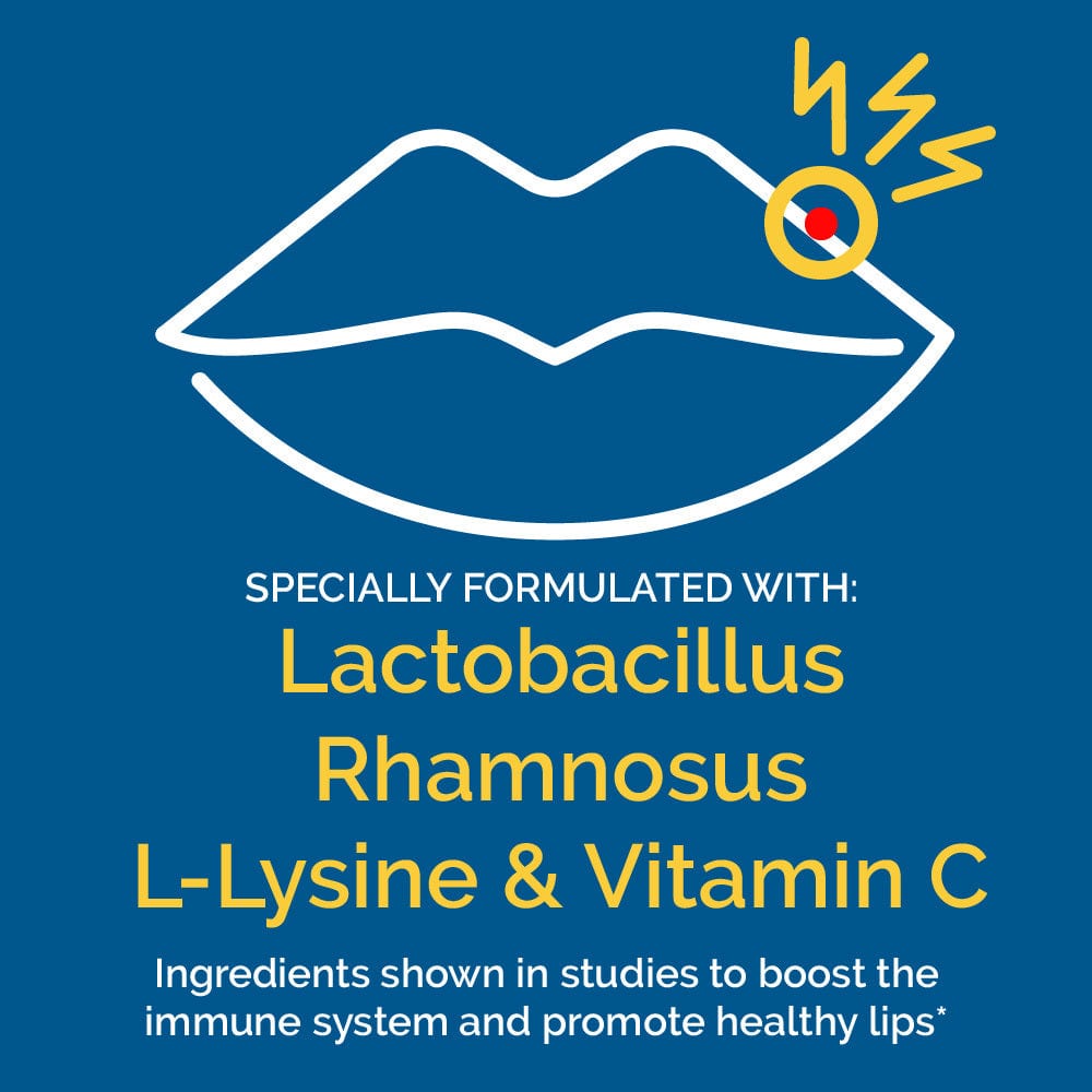 lactobacillus rhamnosus with lysine for cold sores and vitamin C for immune health and clear skin