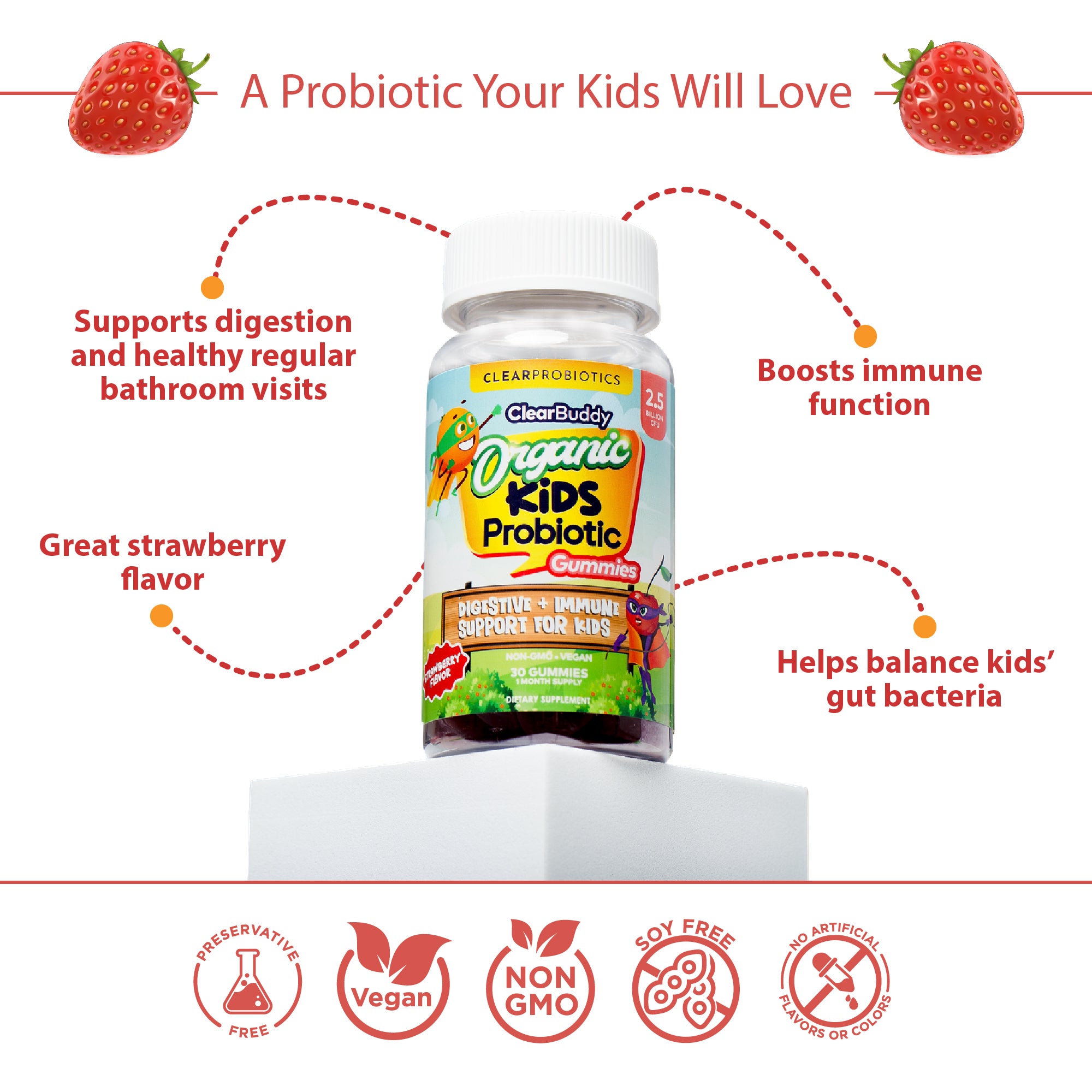 Clear Buddy Organic Kids Probiotic Gummies