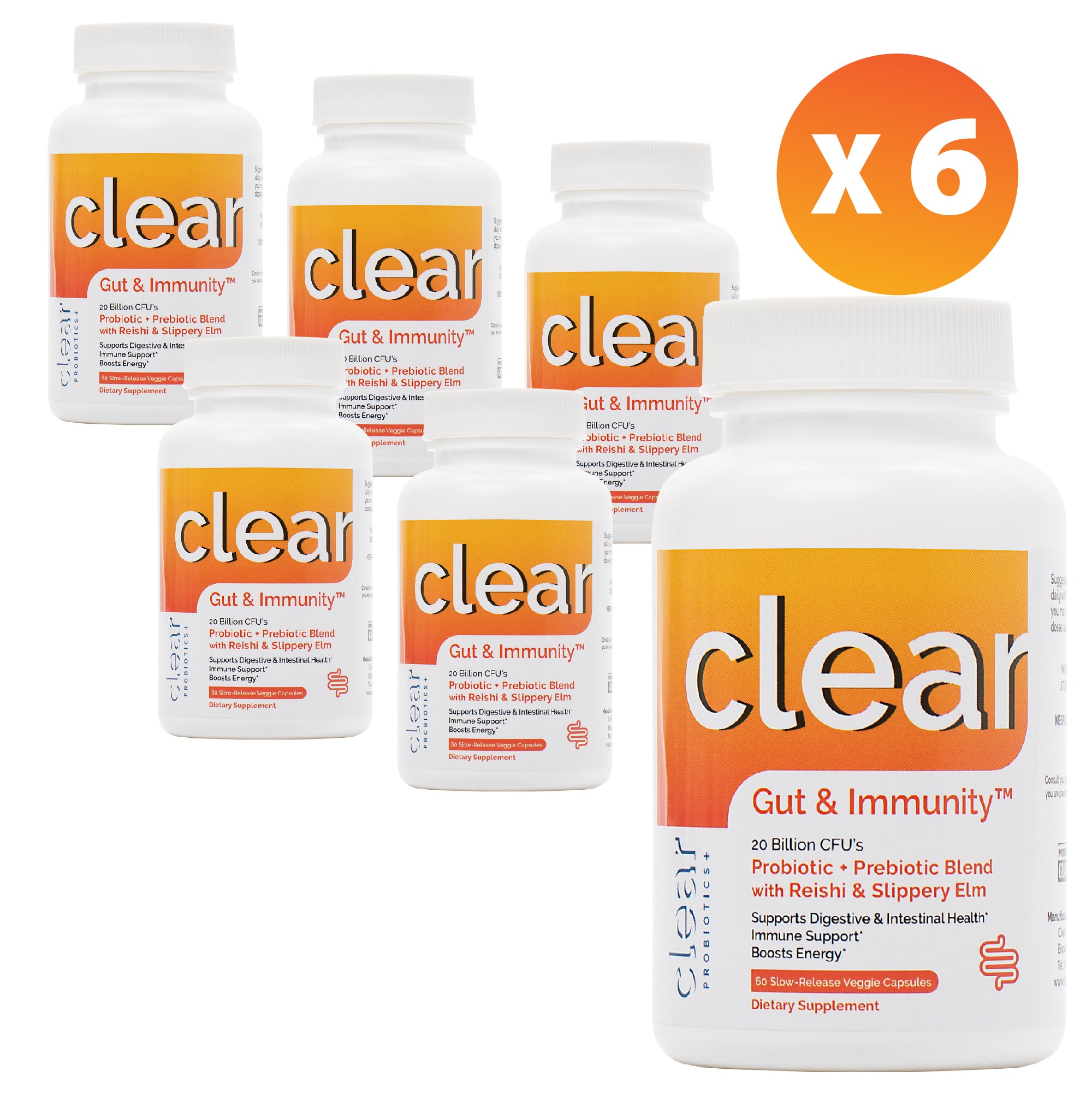 Clear Gut & Immunity 6-pack for 6 months of great gut health