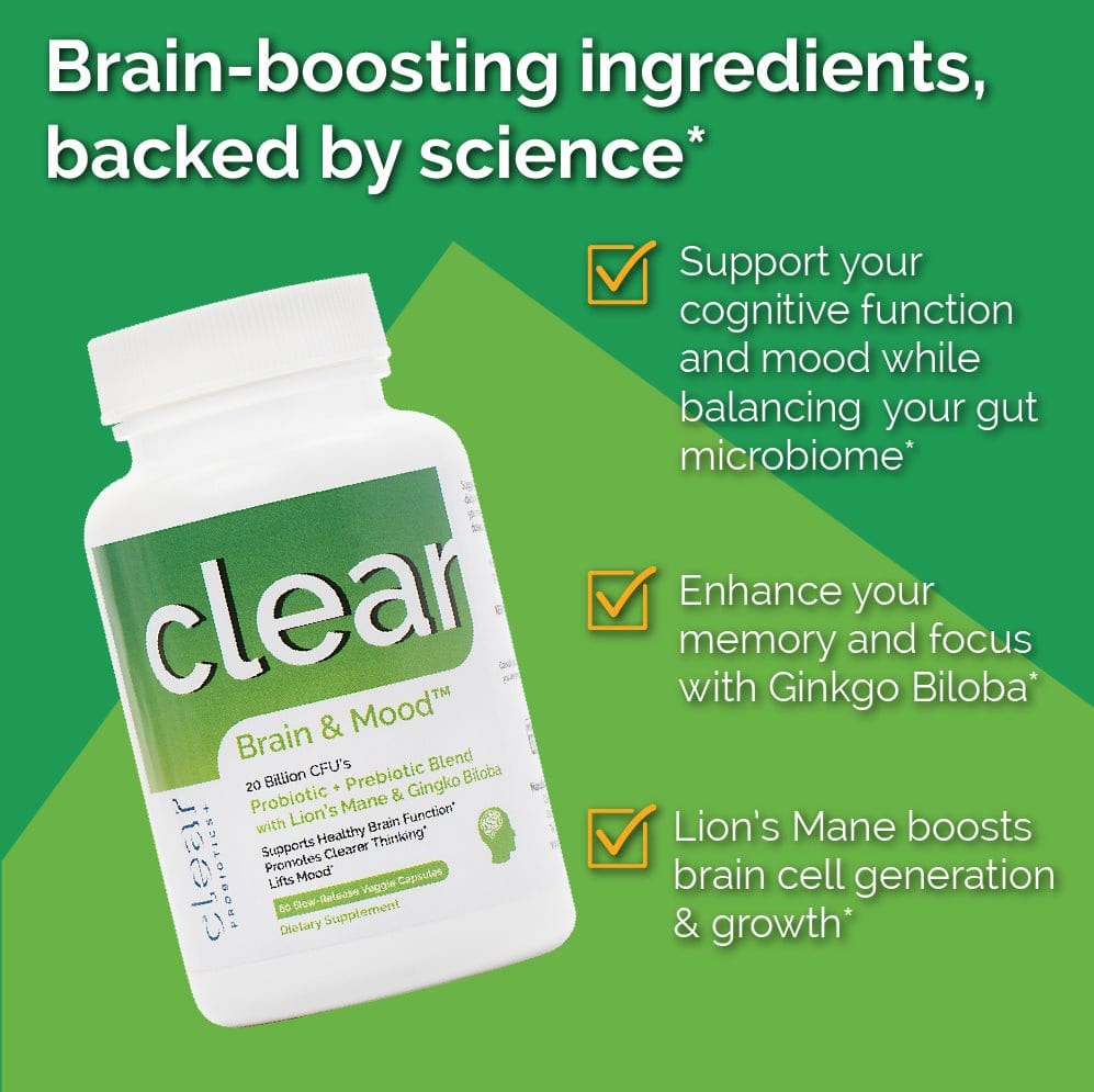 best Clear Brain & Mood for Brain Fog and Improved Mental Clarity Probiotics Plus | Clear Probiotics