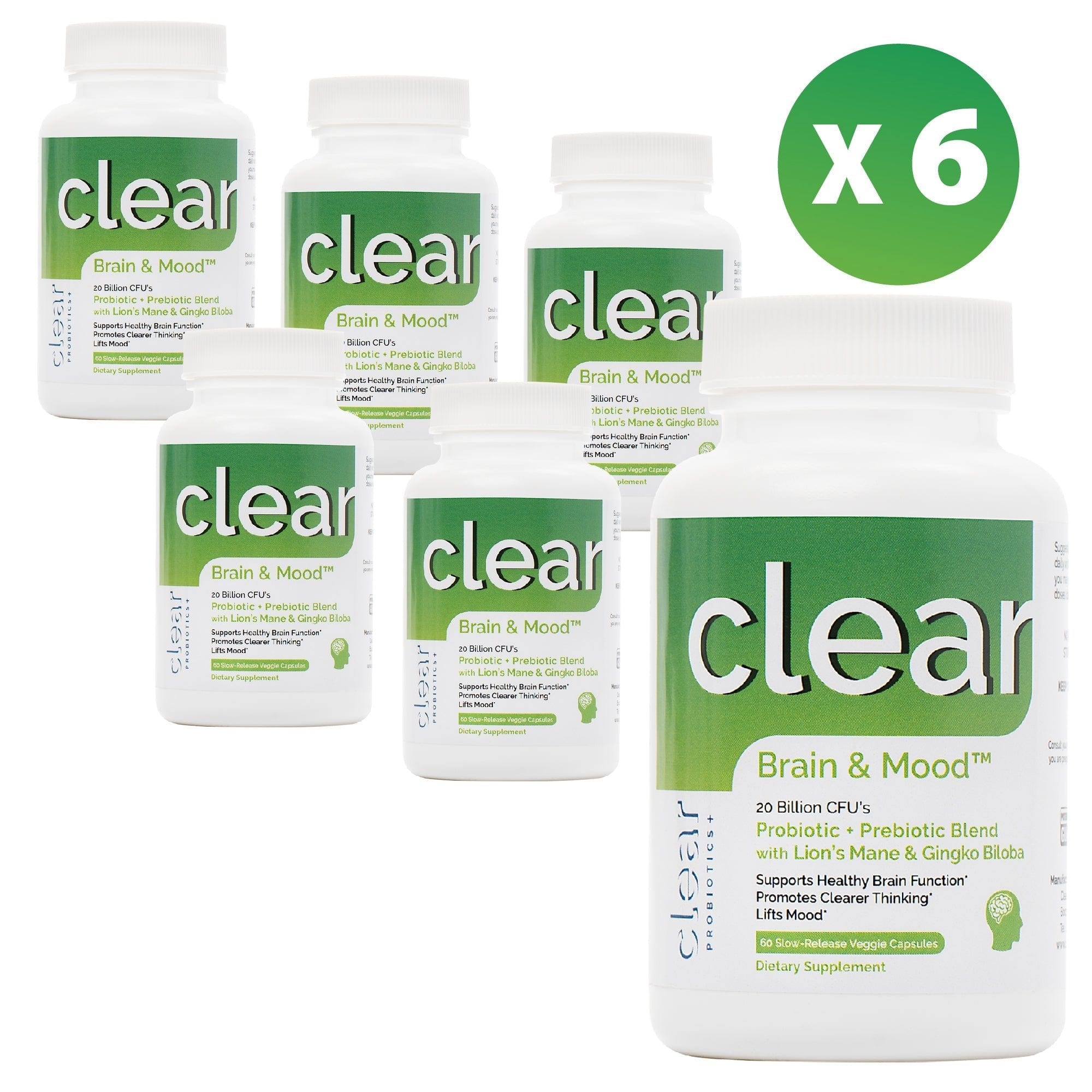 best Clear Brain & Mood Probiotic Blend 6-Pack Probiotics Plus | Clear Probiotics